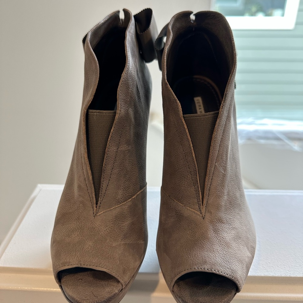 Vera Wang Grey Peep-Toe Ankle Booties